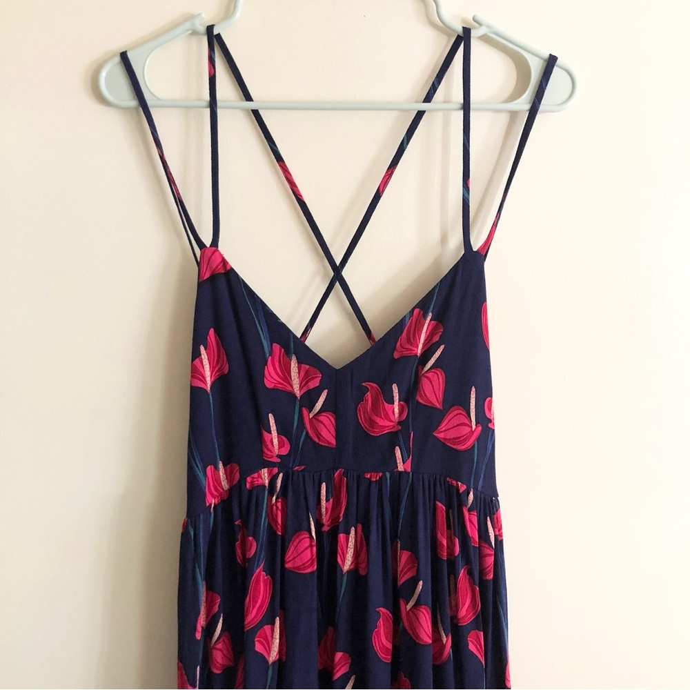 Ava Sky Red Anthurium Strappy Dress